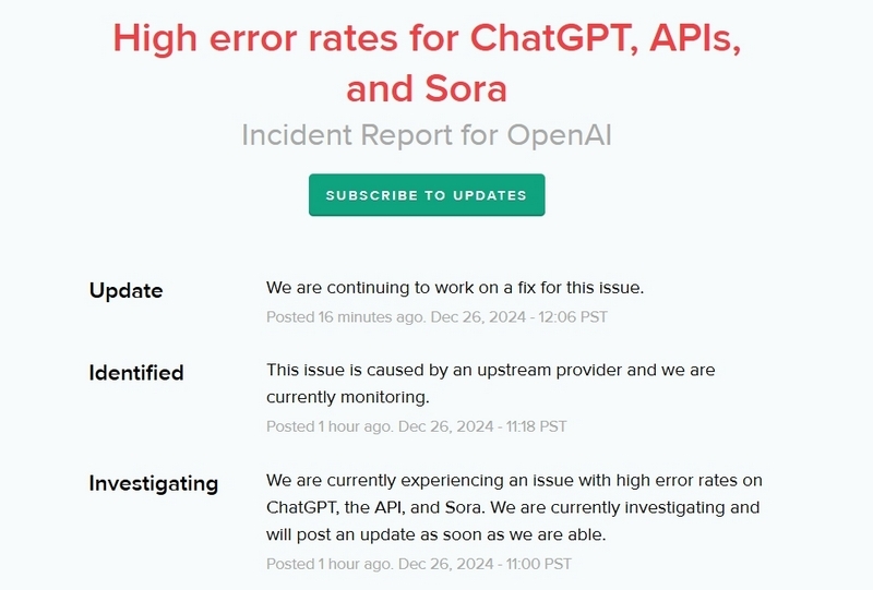 В работе ChatGPT произошёл глобальный сбой